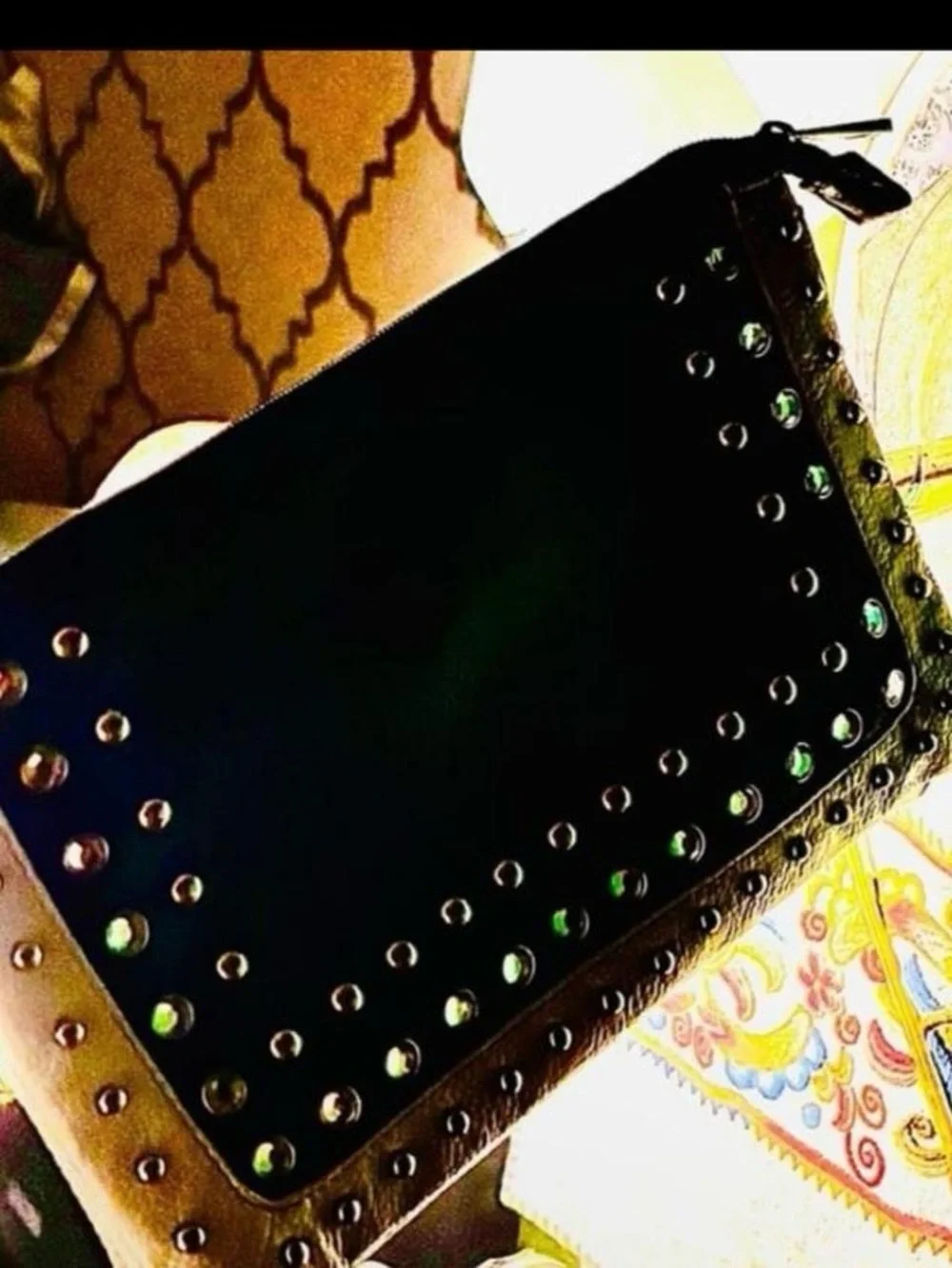 Studded Black and Grey Women’s Clutch